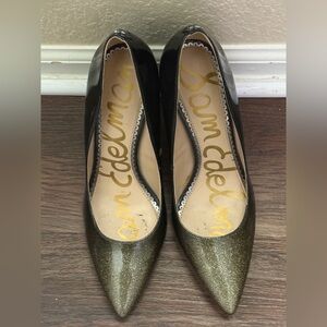 Sam Edelman Women's Black and Gold Glitter heels